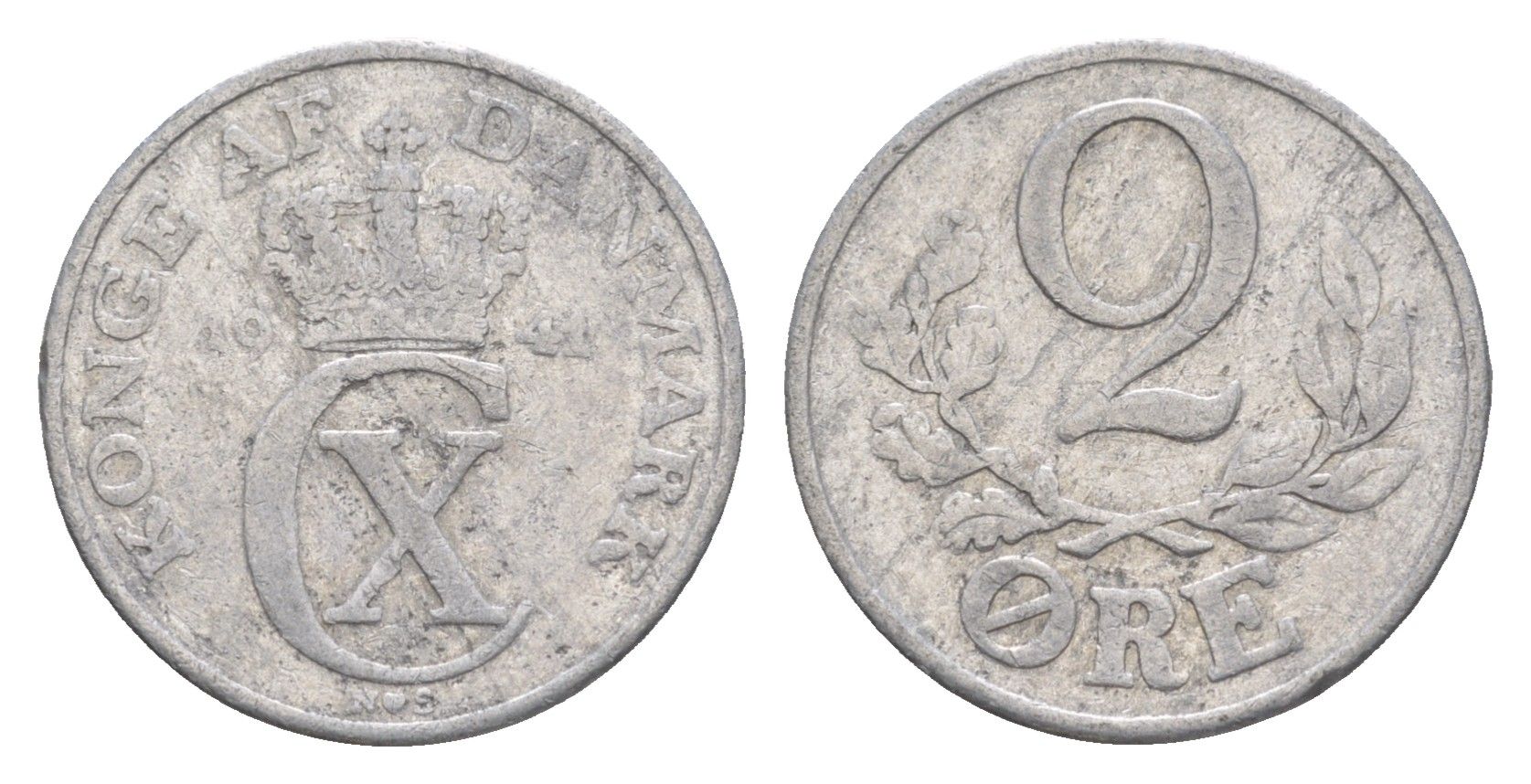 Дания 2 эре 1941 N, Кристиан X (1912-1947) KM 833 алюминий 4639-768