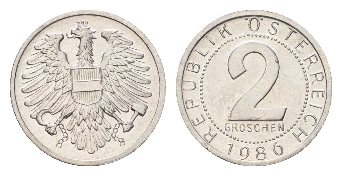 Австрия 2 гроша 1986 KM 2876 алюминий UNC 4685-721