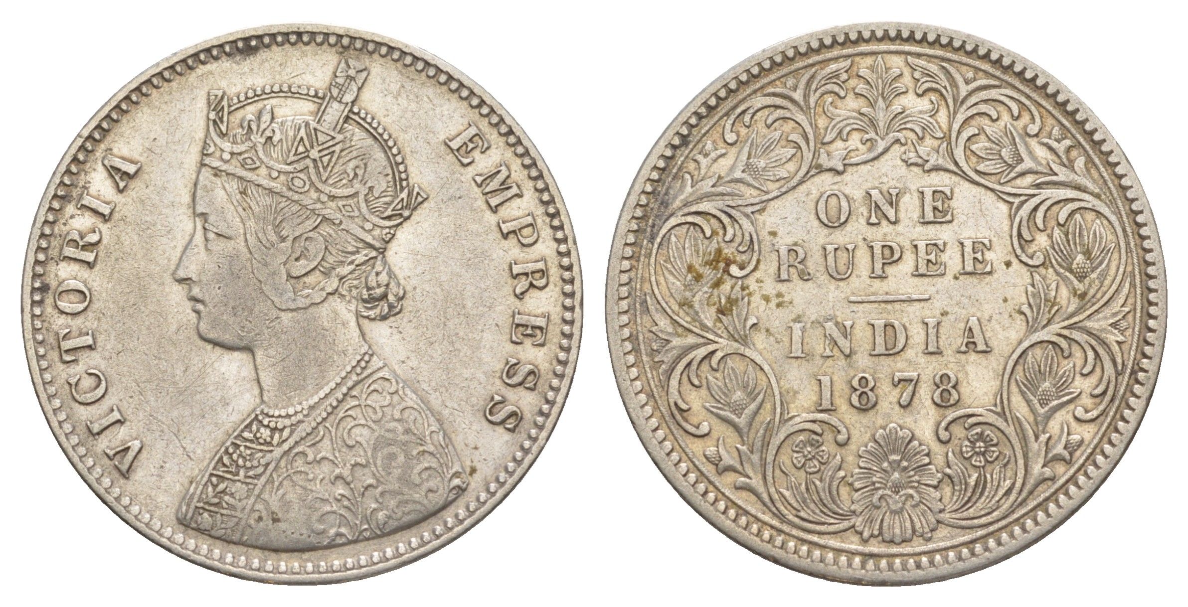 Британская Индия 1 рупия 1878 Виктория (1837-1901) KM 492 серебро 1517-911