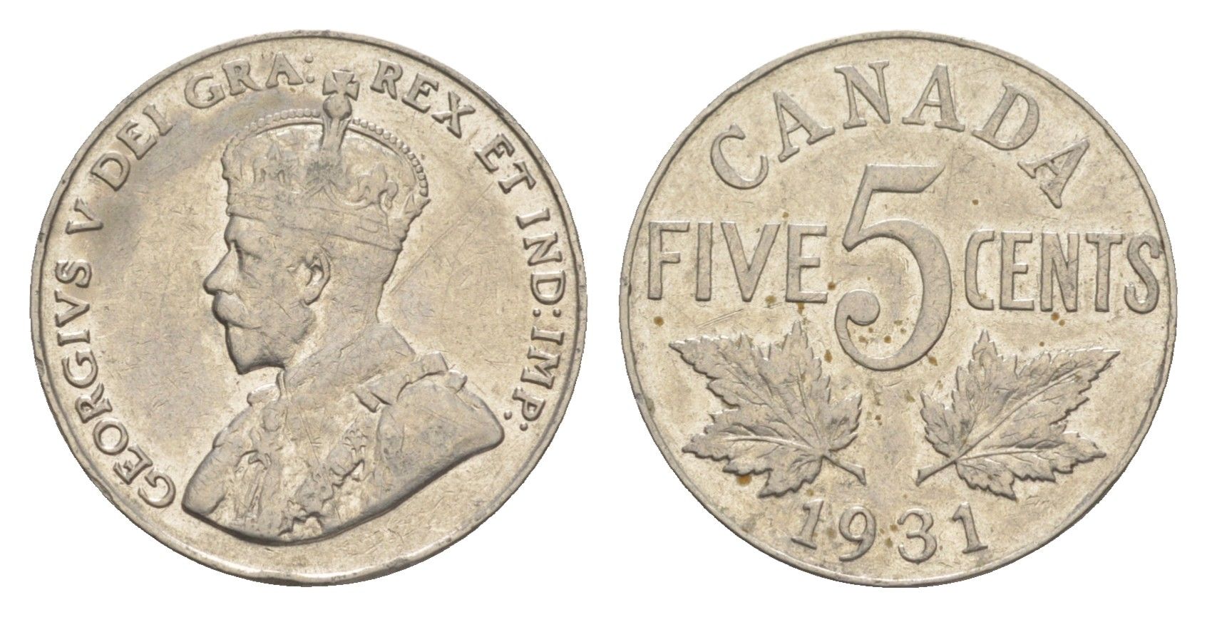 Канада 5 центов 1931 Георг V (1910-1936) KM 29 никель 4651-333