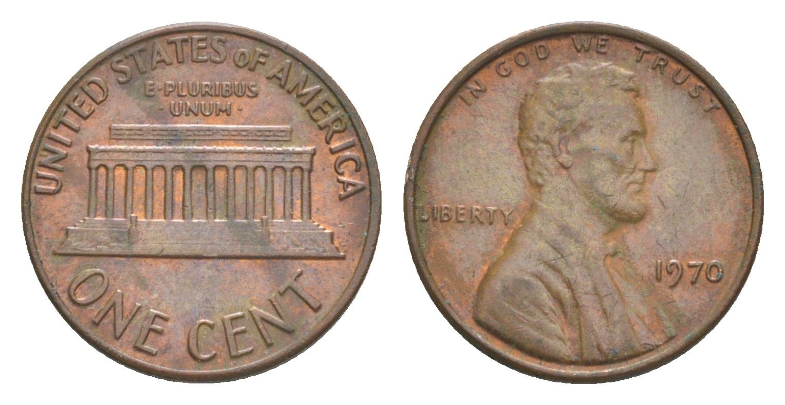 США 1 цент 1970 Линкольн KM 201 медь цинк aUNC 4643-357