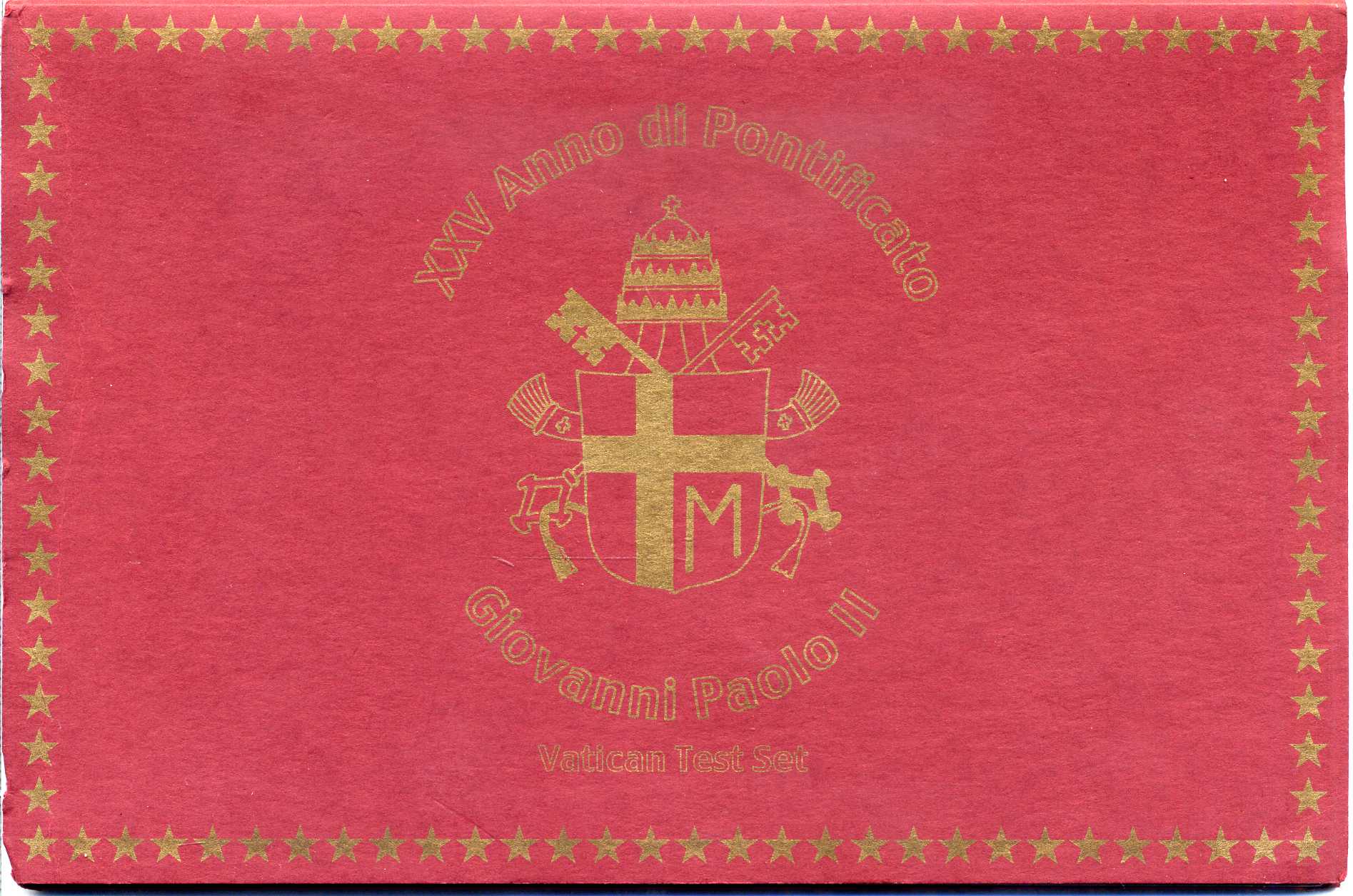 Ватикан набор из 8 монет 2000 1 евроцент-2 евро, европробники, в оригинальном буклете, Иоанн Павел II, красный UNC 3-4-11-04