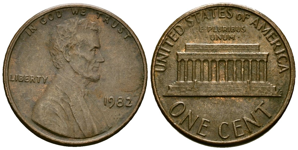 США 1 цент 1982 Линкольн KM 201 медь цинк 4136-218