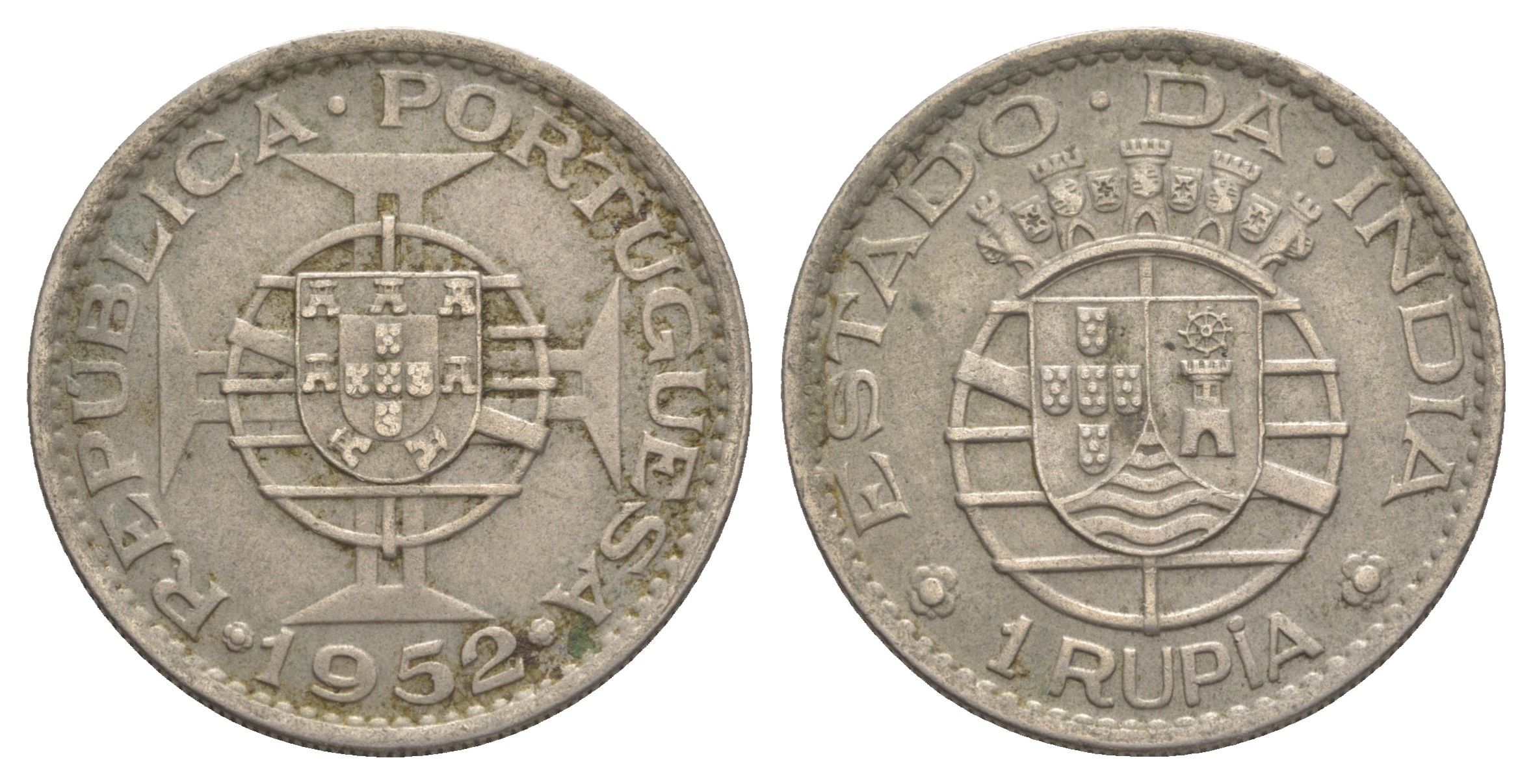 Португальская Индия 1 рупия 1952 KM 29 медно-никель 443-912