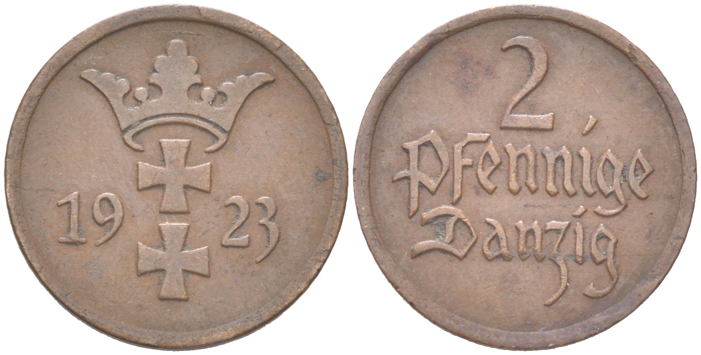 Данциг 2 пфеннига 1923 KM 141 бронза 4621-912
