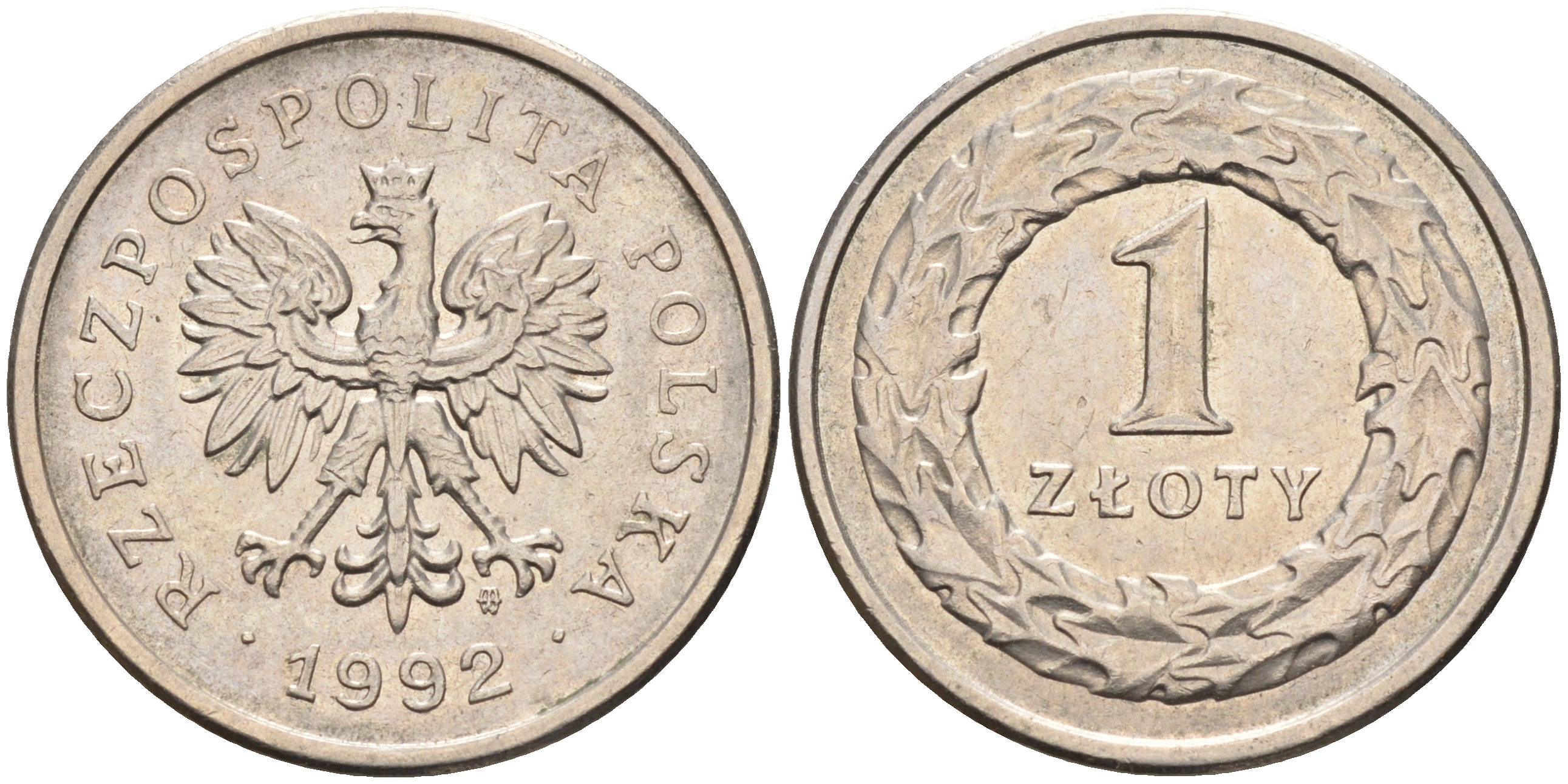 ПОЛЬША 1 ЗЛОТЫЙ 1992 MW KM 282 медно-никель 4592-442