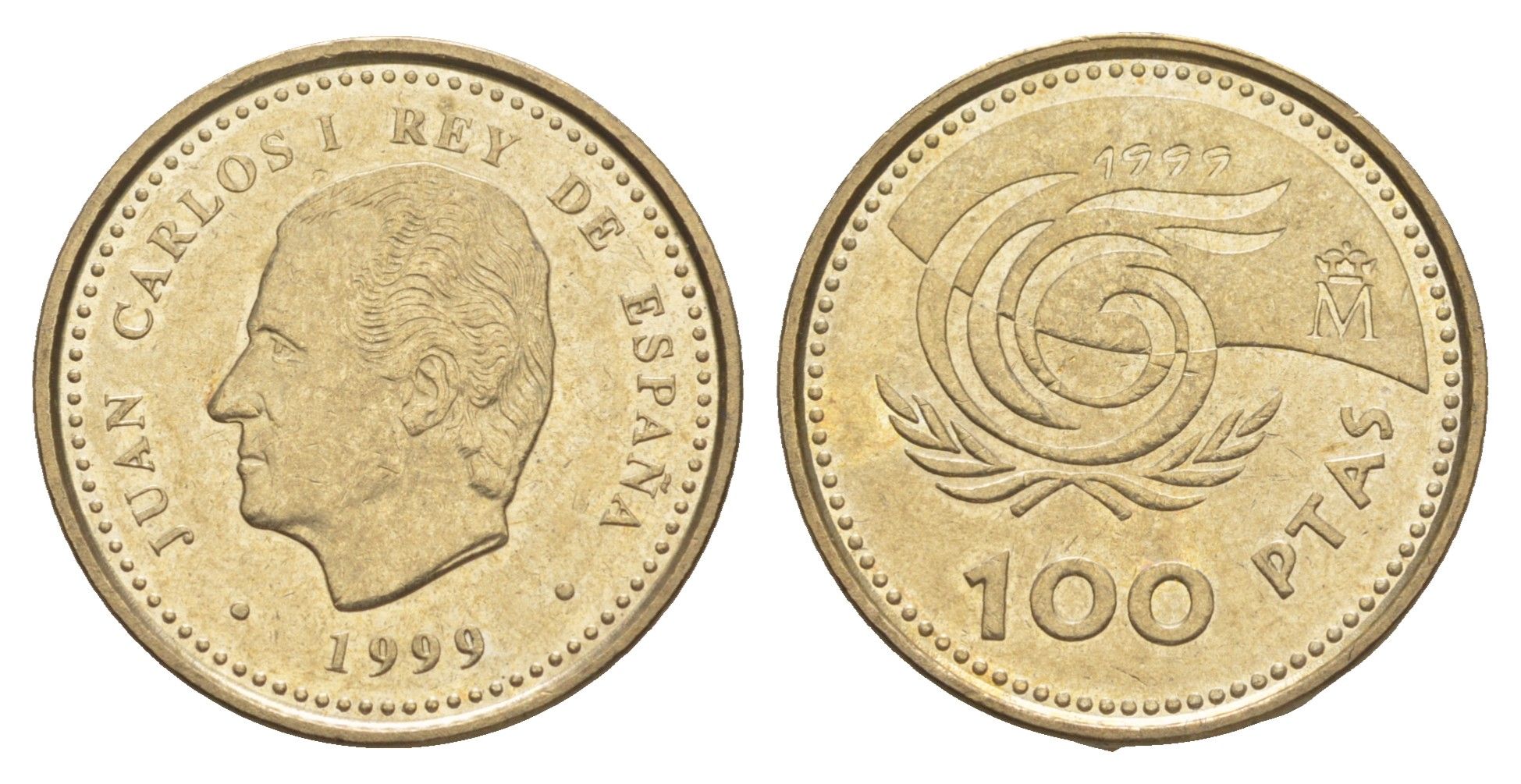 Испания 100 песет 1999 Международный год пожилых людей KM 1006 алюминиевая бронза 4622-1227