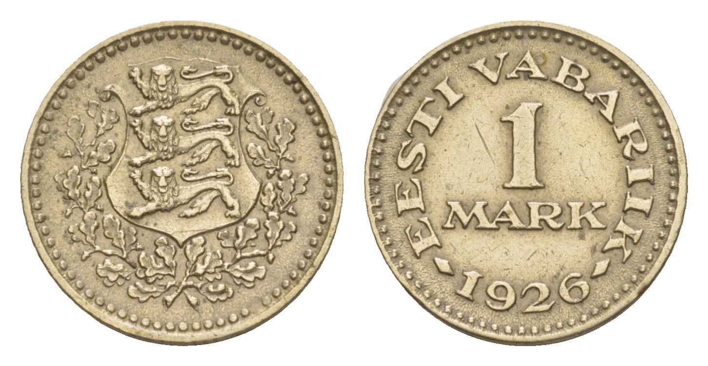 Эстония 1 марка 1926 год-тип KM 5 никель латунь 1528-315