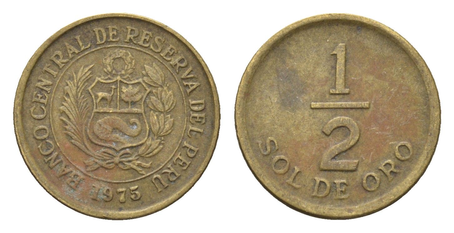 Перу 1/2 соль 1975 KM 265 латунь 4664-453