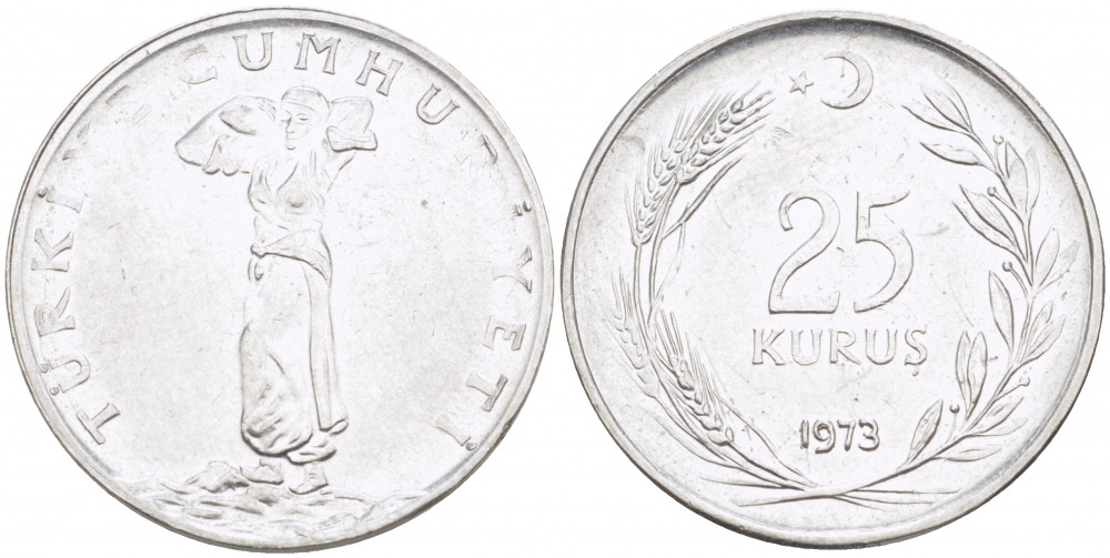 ТУРЦИЯ 25 КУРУШ 1973 KM 892.3 сталь 4529-1156