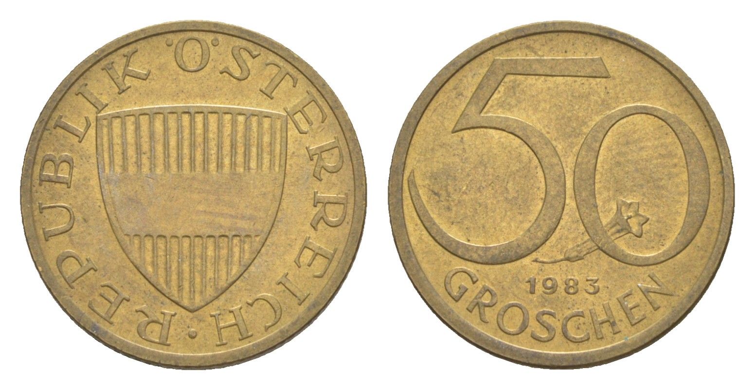 Австрия 50 грошей 1983 KM 2885 алюминиевая бронза UNC 4124-316