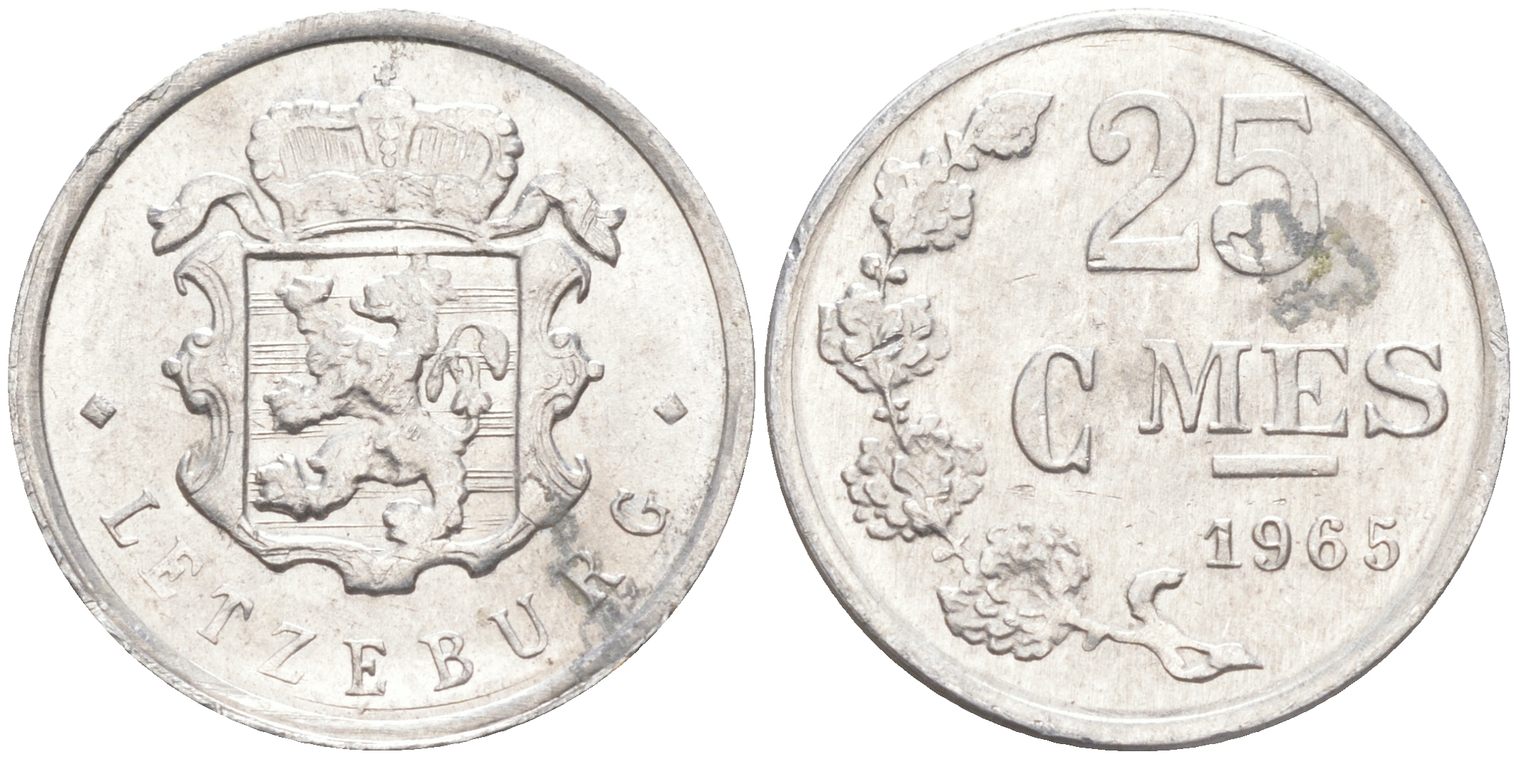 ЛЮКСЕМБУРГ 25 САНТИМОВ 1965 KM 45а.1 алюминий 4392-1349
