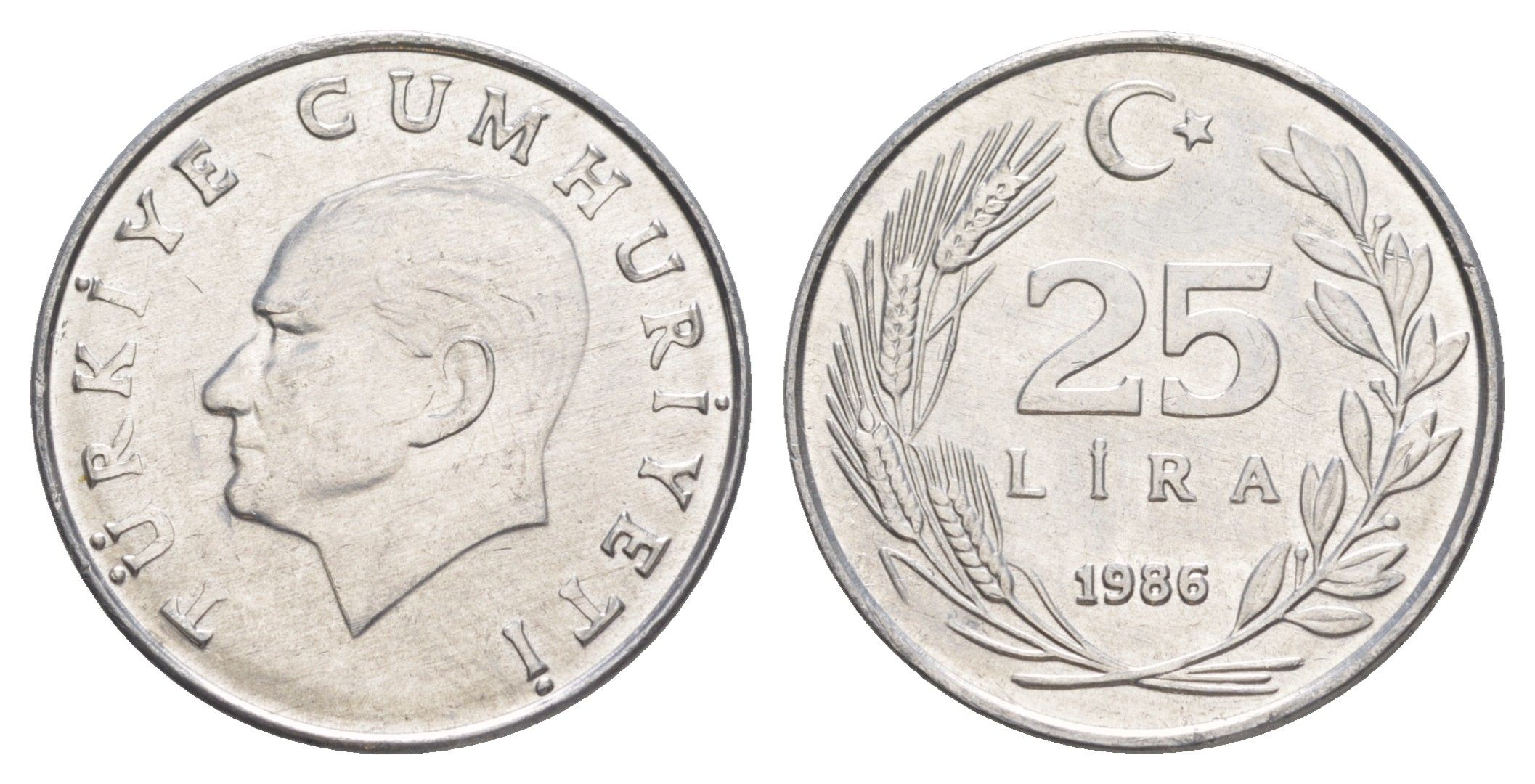 Турция 25 лир 1986 KM 975 алюминий UNC 4648-827