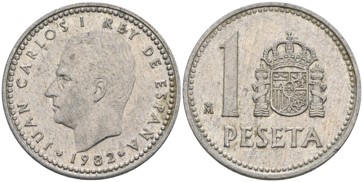 Испания 1 песета 1982 M, Хуан Карлос I (1975-2014) KM 821 алюминий 4401-434