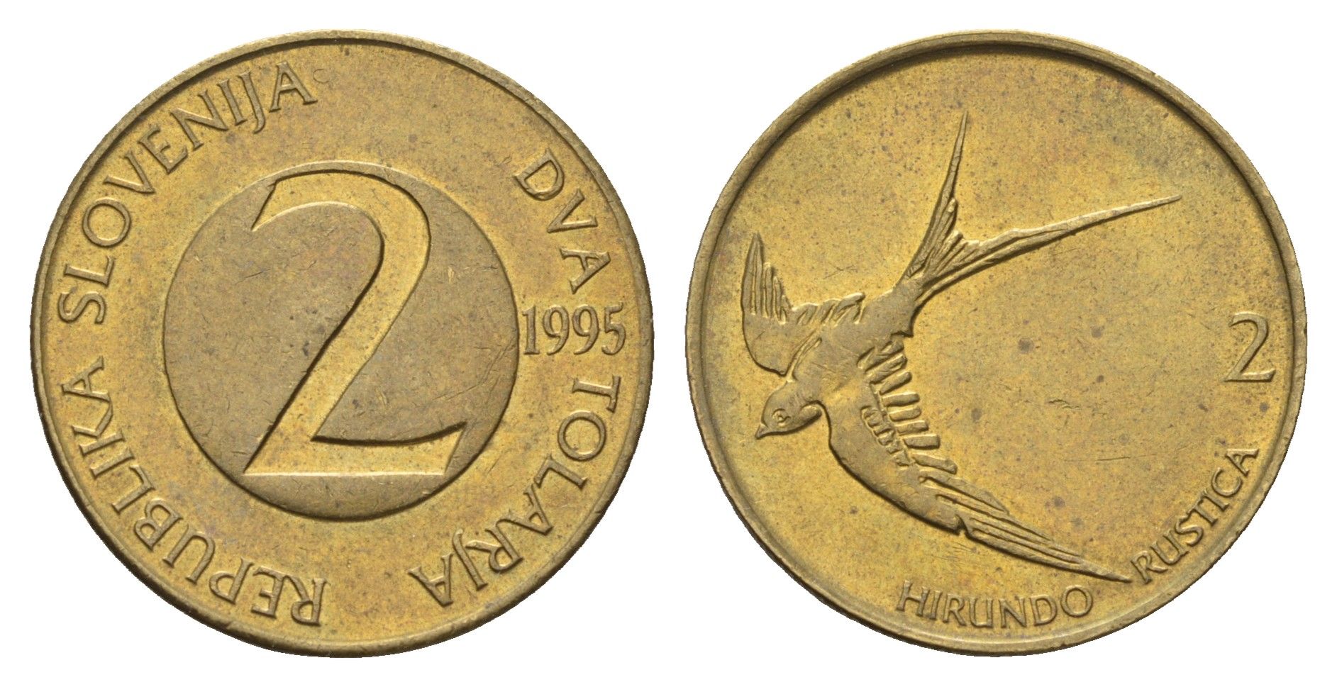 Словения 2 толара 1995 KM 5 латунь 4703-131