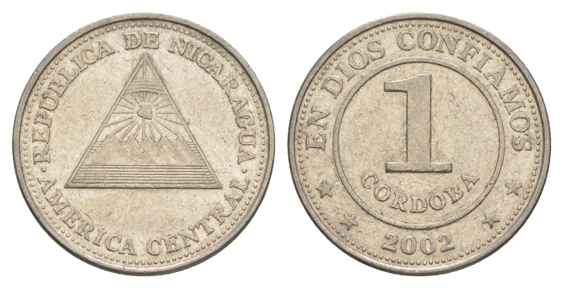 Никарагуа 1 кордоба 2002 KM 101 сталь плакированная никелем 4529-532