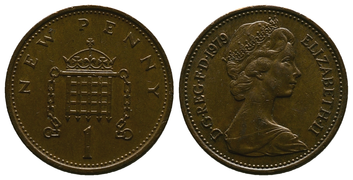 Великобритания 1 пенни 1979 Елизавета II (1952-2022) КМ 915, Spink B1 бронза 4384-745