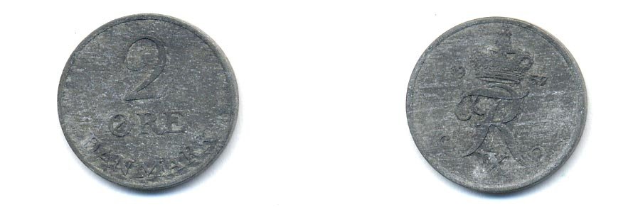 ДАНИЯ 2 ЭРЕ 1957 C; S, ФРЕДЕРИК IX (1947-1972) KM 840.2 цинк 4379-729