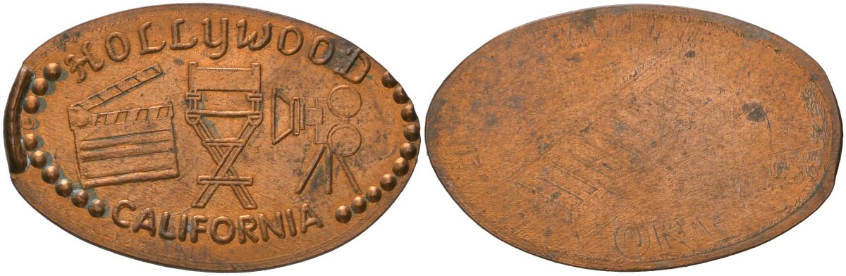 США жетон "Голливуд-Калифорния" (Hollywood California) ND кино, диаметр 30x14 мм, вес 2,5 гр медь 4557-931