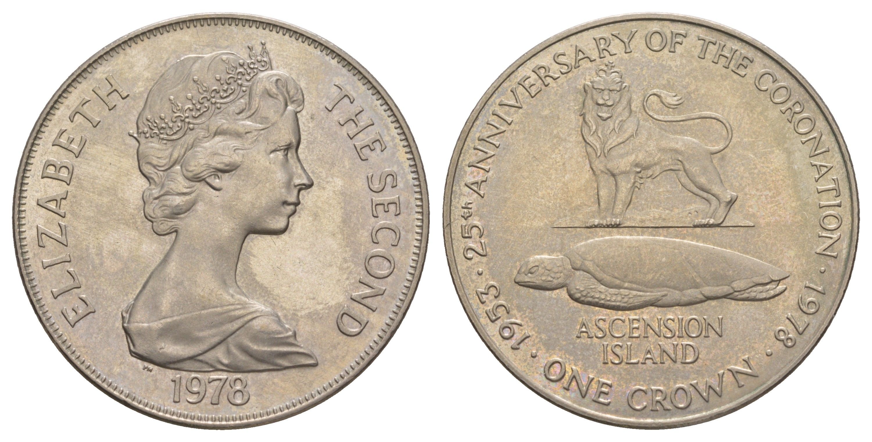 Остров Вознесения (Асенсьон) 1 крона 1978 25 лет коронации Елизаветы II KM 14 медно-никель BU 4537-911