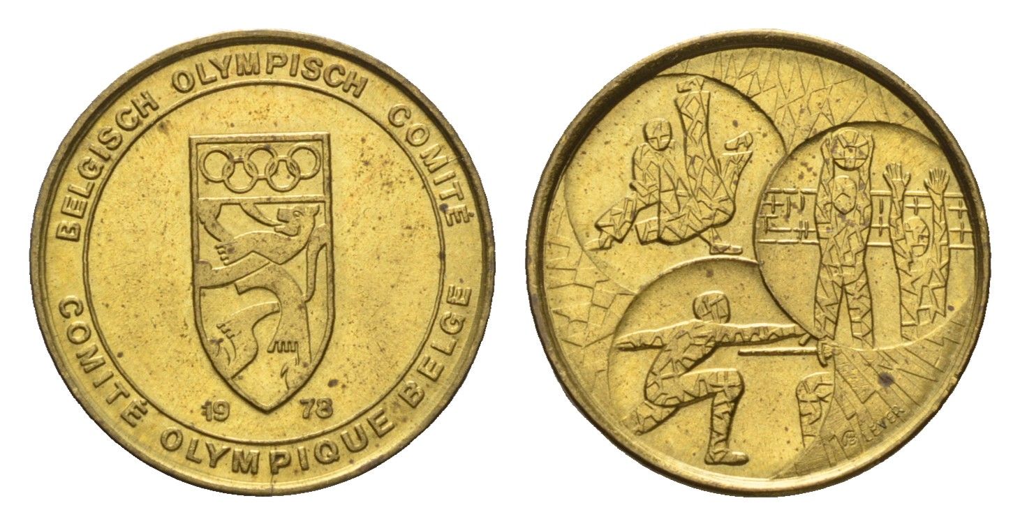 Бельгия медаль Бельгийского олимпийского комитета 1978 диаметр 18 мм, вес 2,82 гр сталь плакированная латунью 188-135