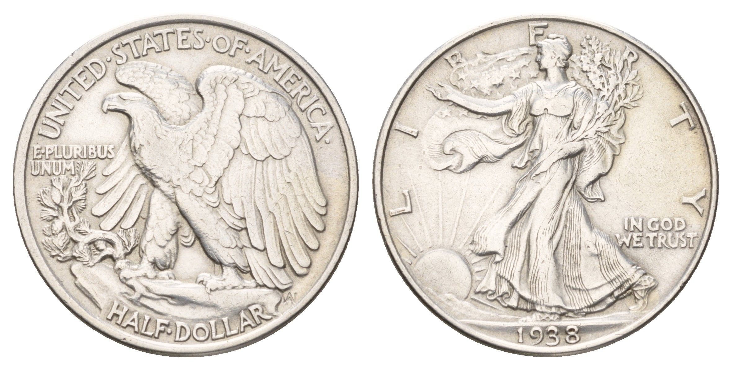 США 1/2 доллара (50 центов) 1938 KM 142 серебро 4127-2132