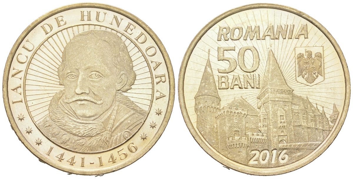 Румыния 50 бань 2016 575 лет началу правления Яноша Хуньяди KM 349 никель латунь BU 183-955
