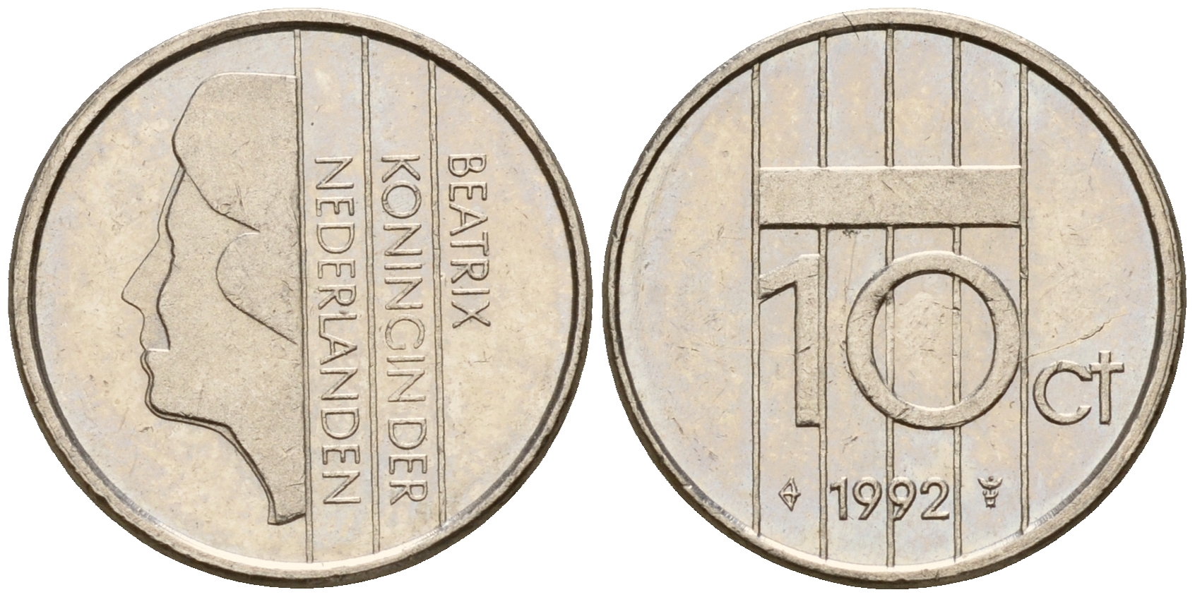 Нидерланды 10 центов 1992 Беатрикс (1980-2013) KM 203 никель    4598-368