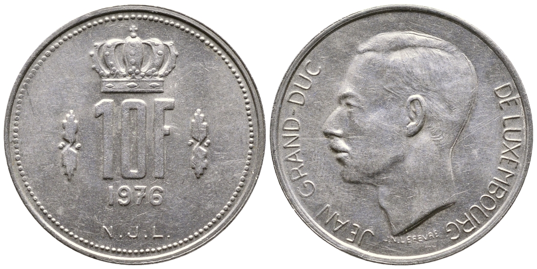 Люксембург 10 франков 1976 Герцог Жан (1964-2000) KM 57 никель 4379-1245