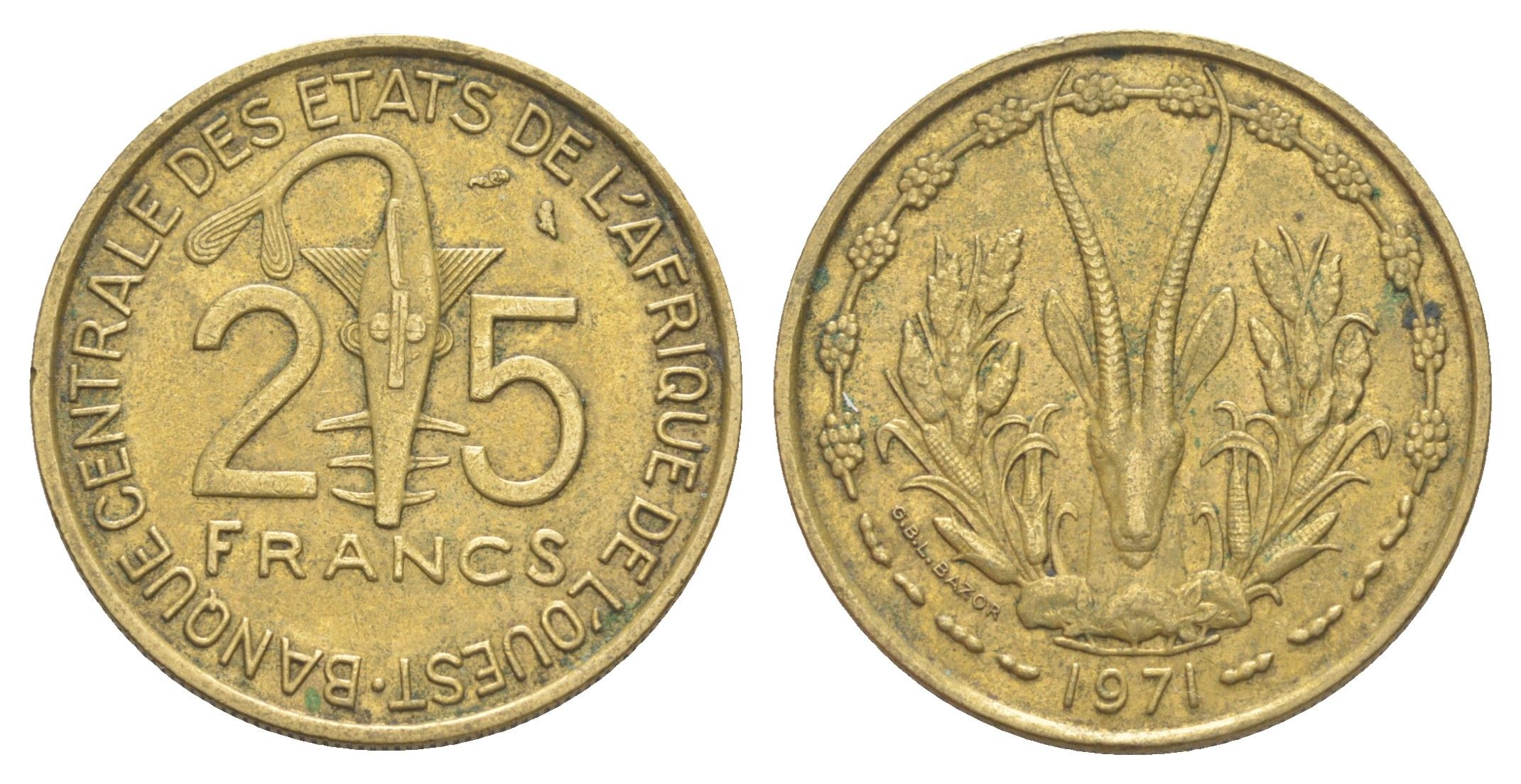 Западная Африка (BCEAO) 25 франков 1971 KM 5 медь алюминий никель 4654-536