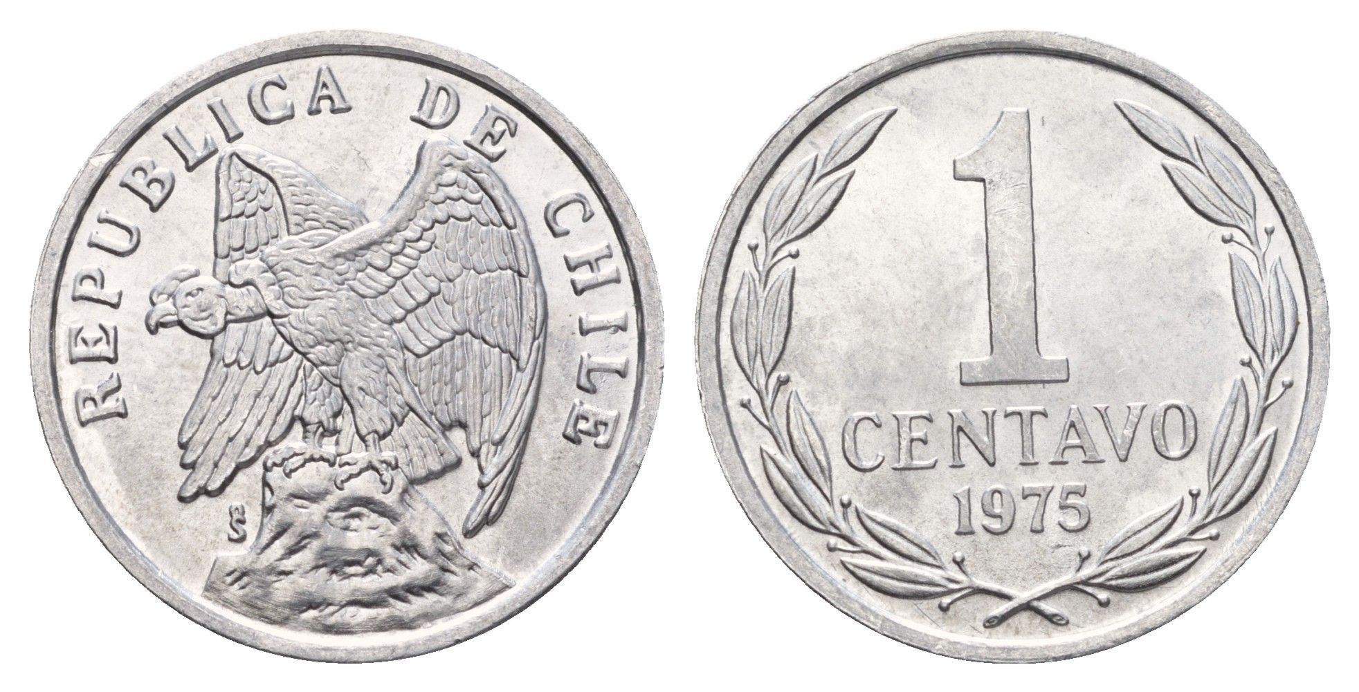 Чили 1 сентаво 1975 год тип KM 203 алюминий UNC 4391-211