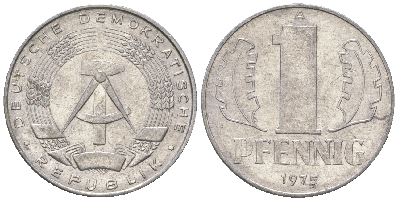 ГДР 1 пфенниг 1975 А KM 8.1 алюминий 4615-1245