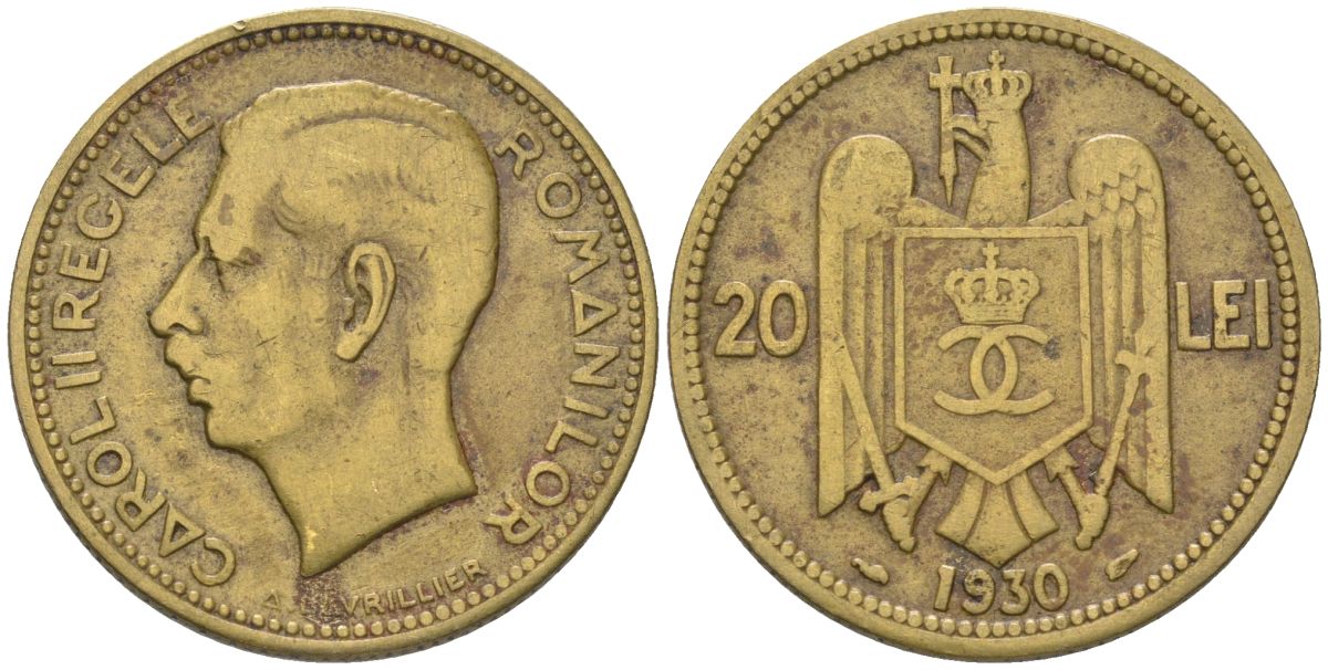 Румыния 10 леев (лей) 1930 Кароль II (1930-1940) KM 50 никель латунь 4586-824