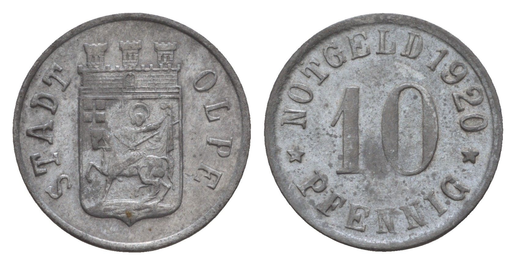 Ольпе 10 пфеннигов 1920 Funck 409.1, Men05 19907.1, Men22.2 24979.1 цинк 4659-357