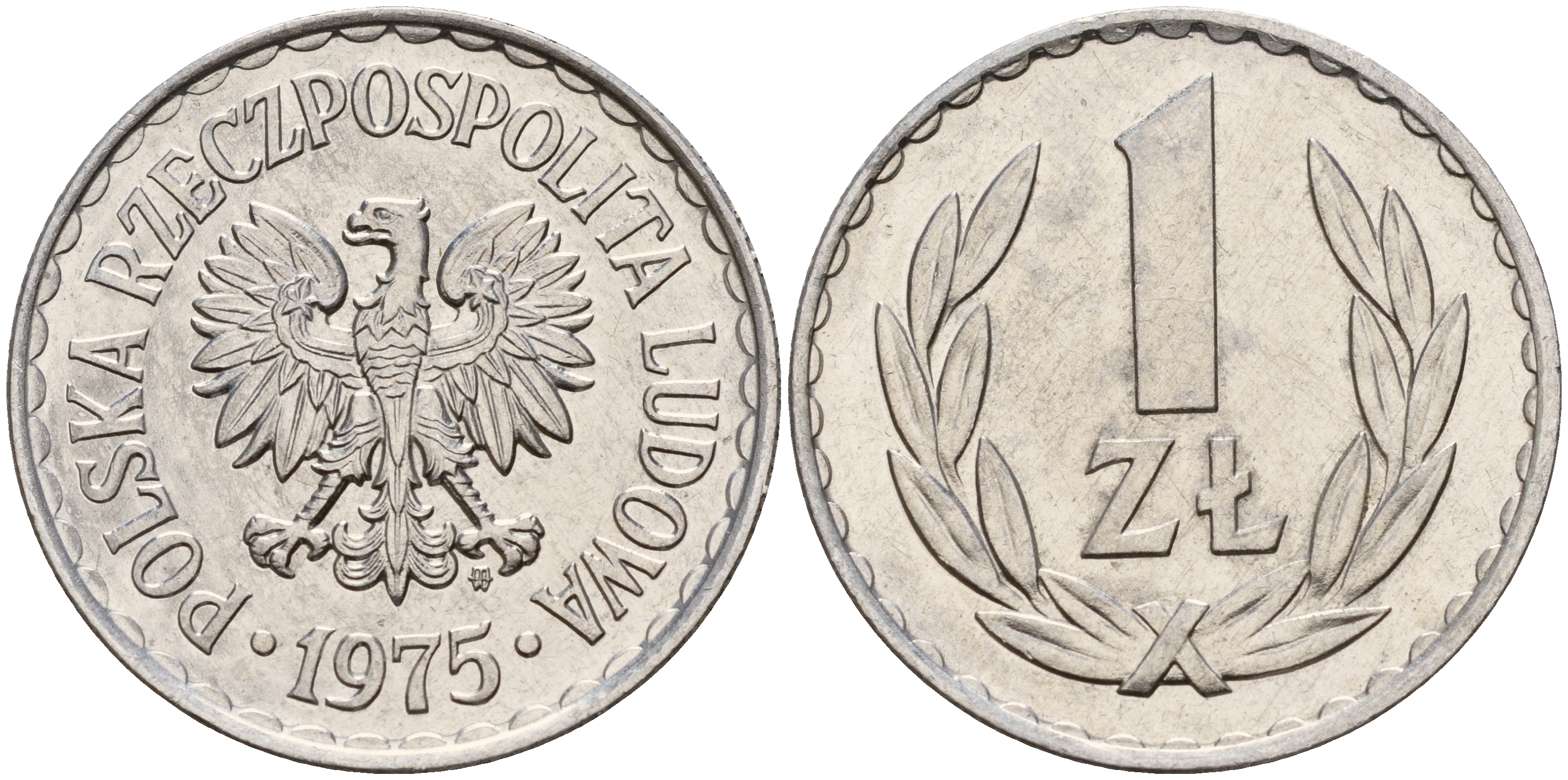 Польша 1 злотый 1975 MW KM 49.1 алюминий    4603-442