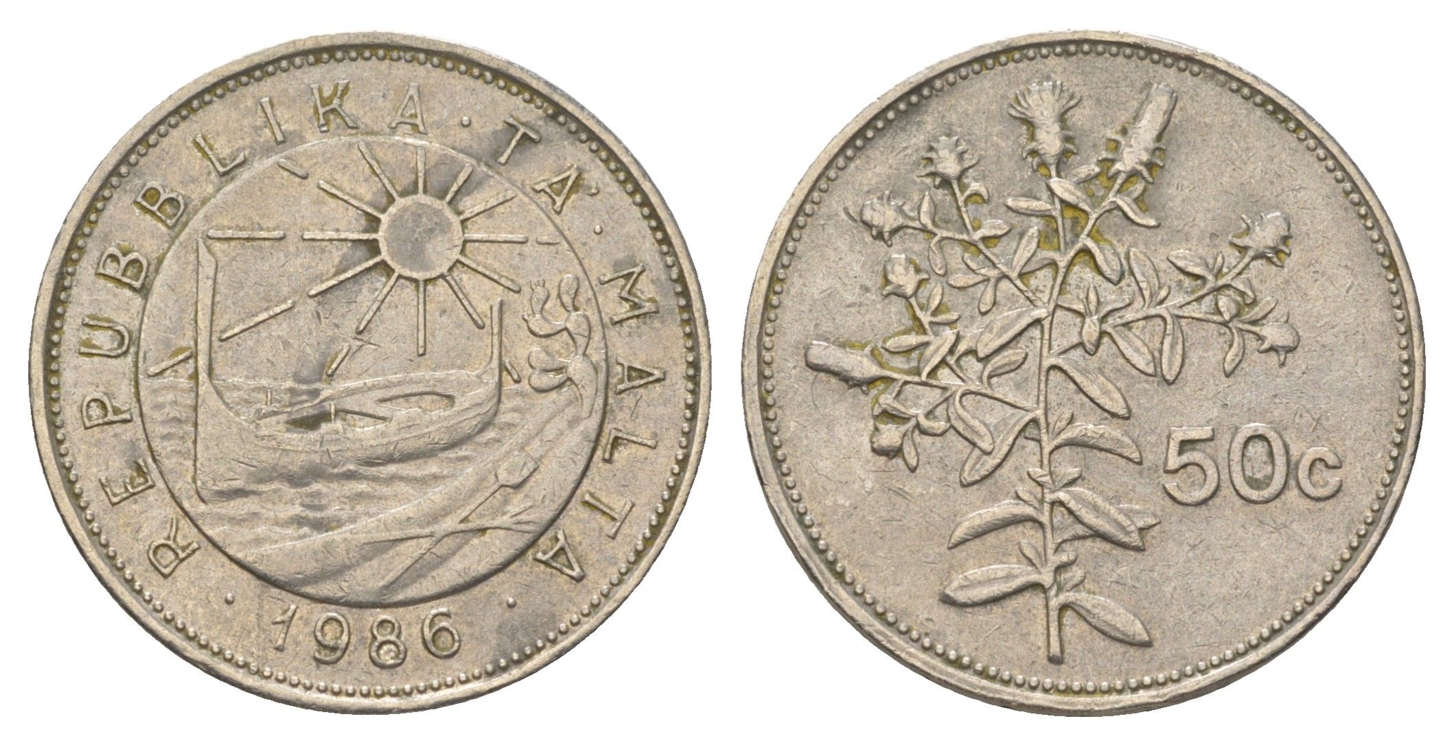 Мальта 50 центов 1986 KM 81 медно-никель 4622-557