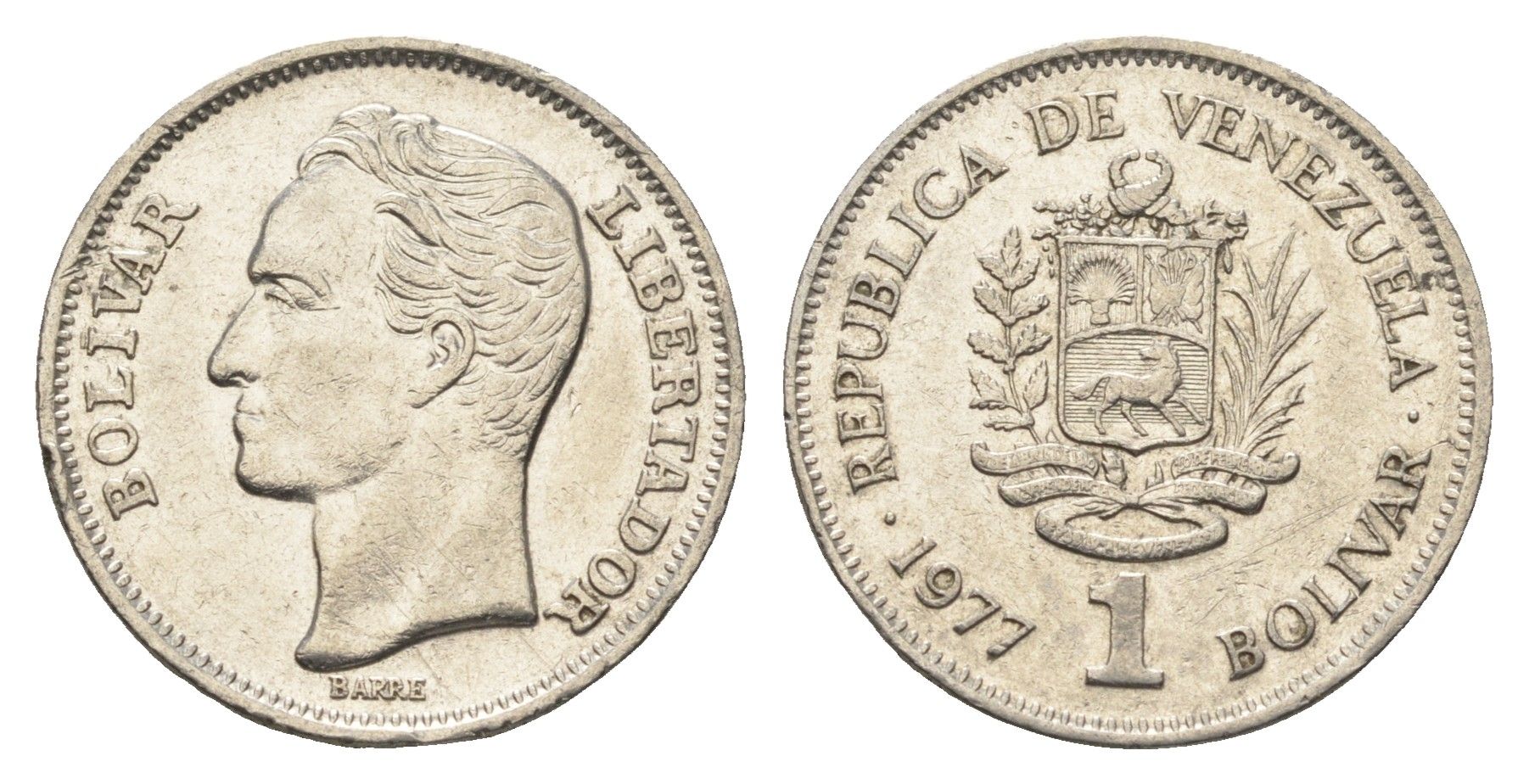 Венесуэла 1 боливар 1977 Симон Боливар Y 52 никель 4663-344