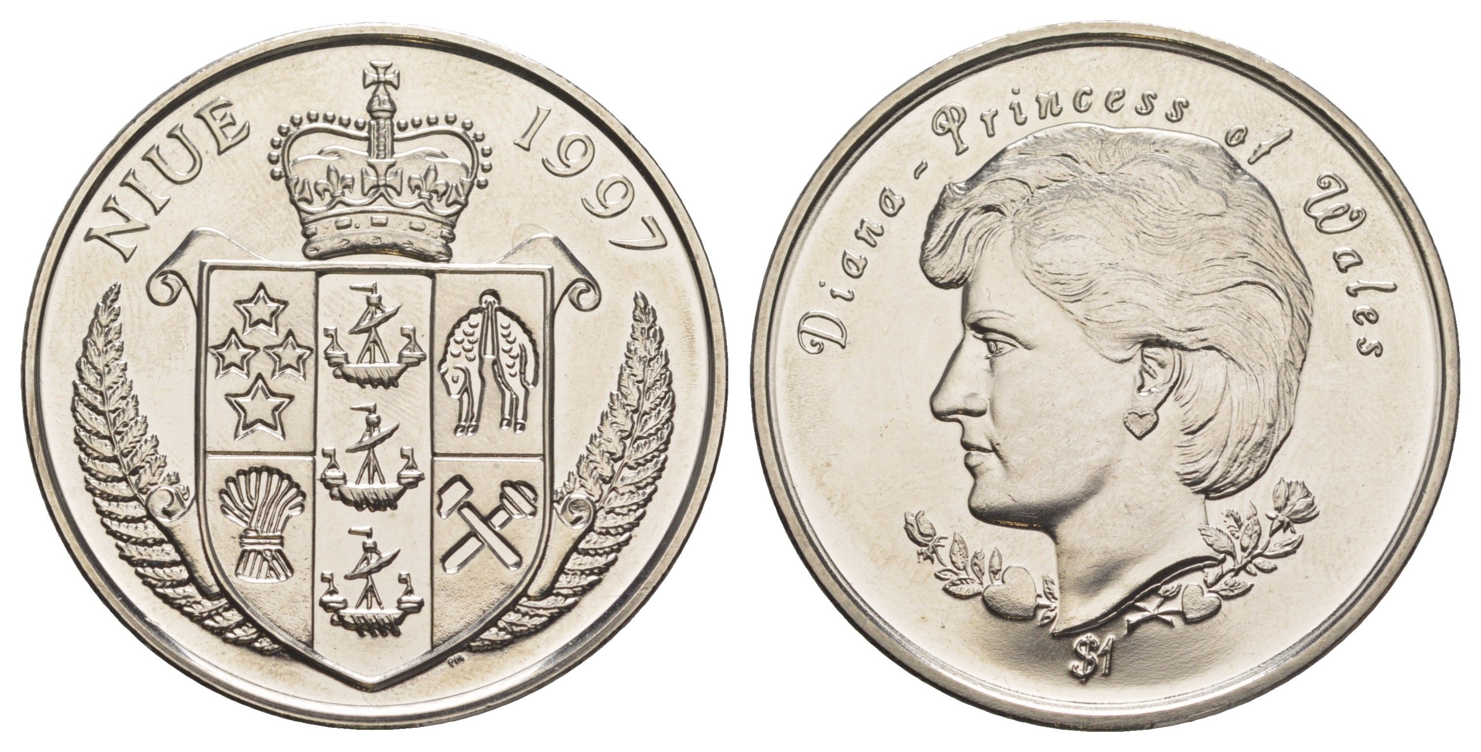 Ниуэ 1 доллар 1997 Диана - Принцесса Уэльская KM 89 медно-никель BU 3896-722