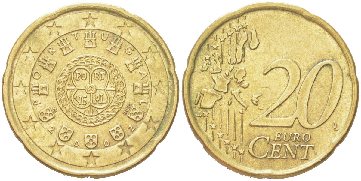 Португалия 20 евроцентов 2002 KM 744 нордик 4614-752