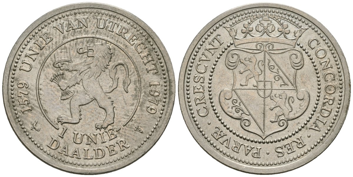 Нидерланды 1 даалдер 1979 400 лет Утрехтскому союзу медно-никель UNC 81-515