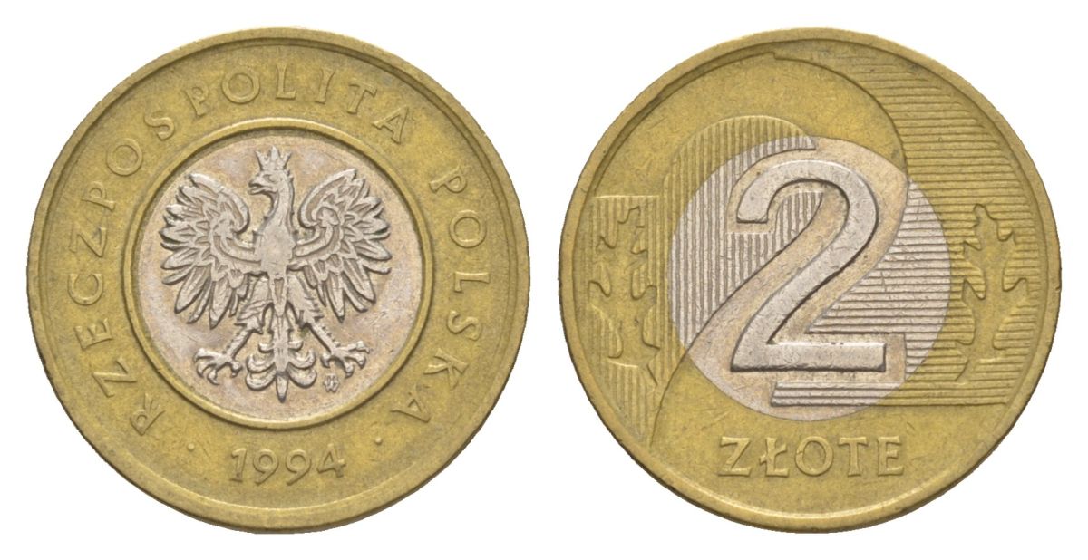 Польша 2 злотых 1994 Y 283 биметалл 4633-112