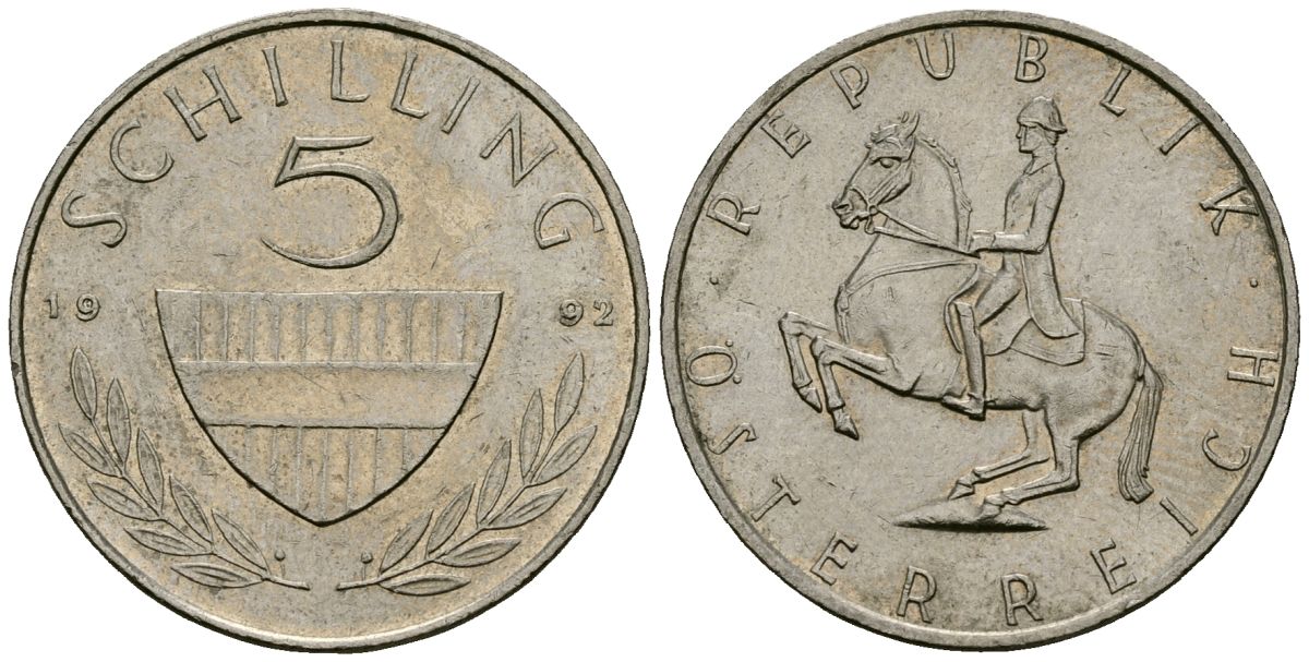 Австрия 5 шиллингов 1992 KM 2889a медно-никель 4167-917