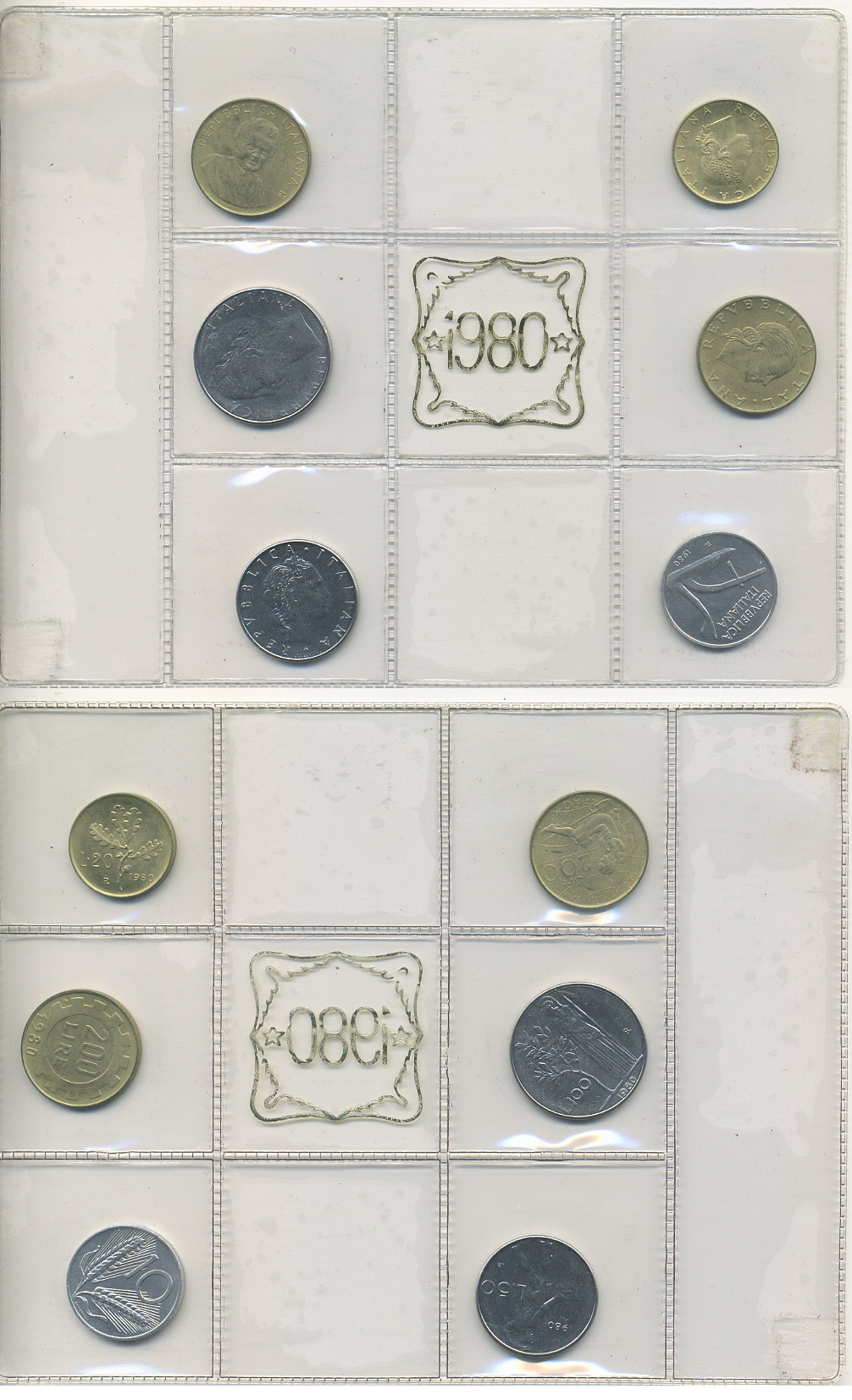 Италия набор из 6 монет 1980 запайка, с сертификатом UNC 2-5-1-07