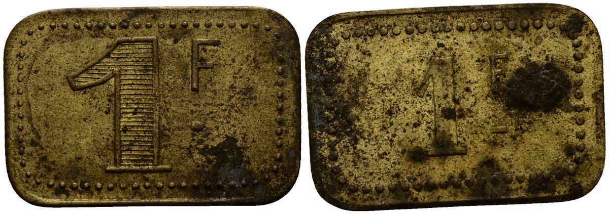 Франция 1 франк ND ресторанный жетон латунь 4166-255