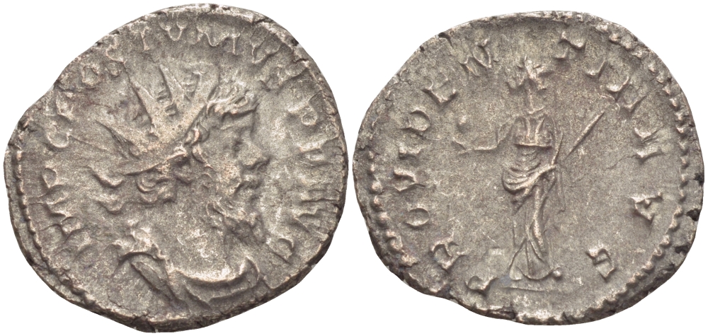 Римская Империя (императоры в Галлии) антониниан 260 - 269 Постум. IMP C POSTVMVS P F AVG / PROVIDENTIA AVG, Провиденция, держащая скипетр и сферу, Колония Агриппины, Good Very fine RIC 323 биллон 1073-13-43