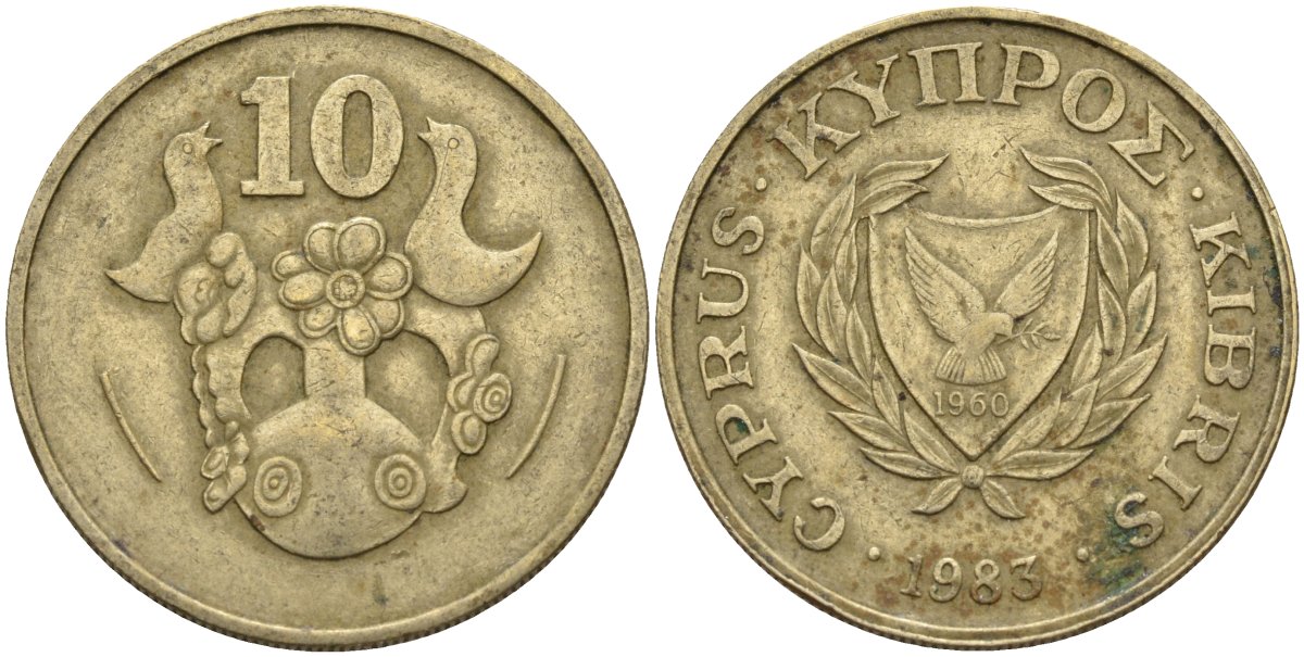 Кипр 10 центов 1983 KM 56.1 никель латунь 4141-1116
