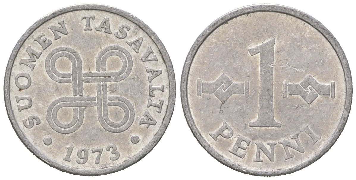 Финляндия 1 пенни 1973 KM 44a алюминий 4618-513
