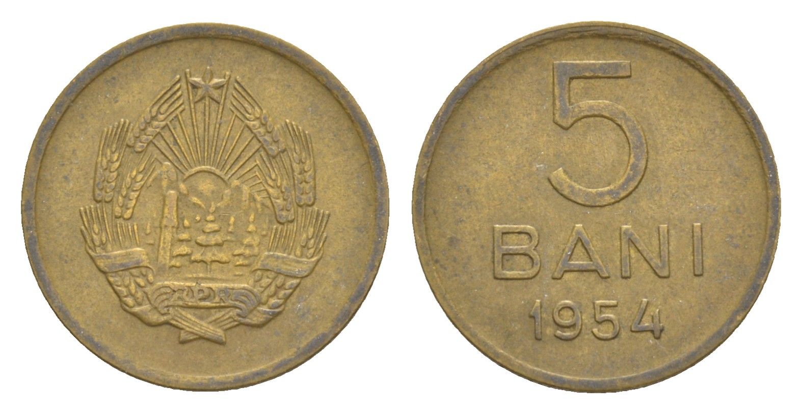 Румыния 5 бань (бани) 1954 KM 83.2 медь цинк никель 4644-1255
