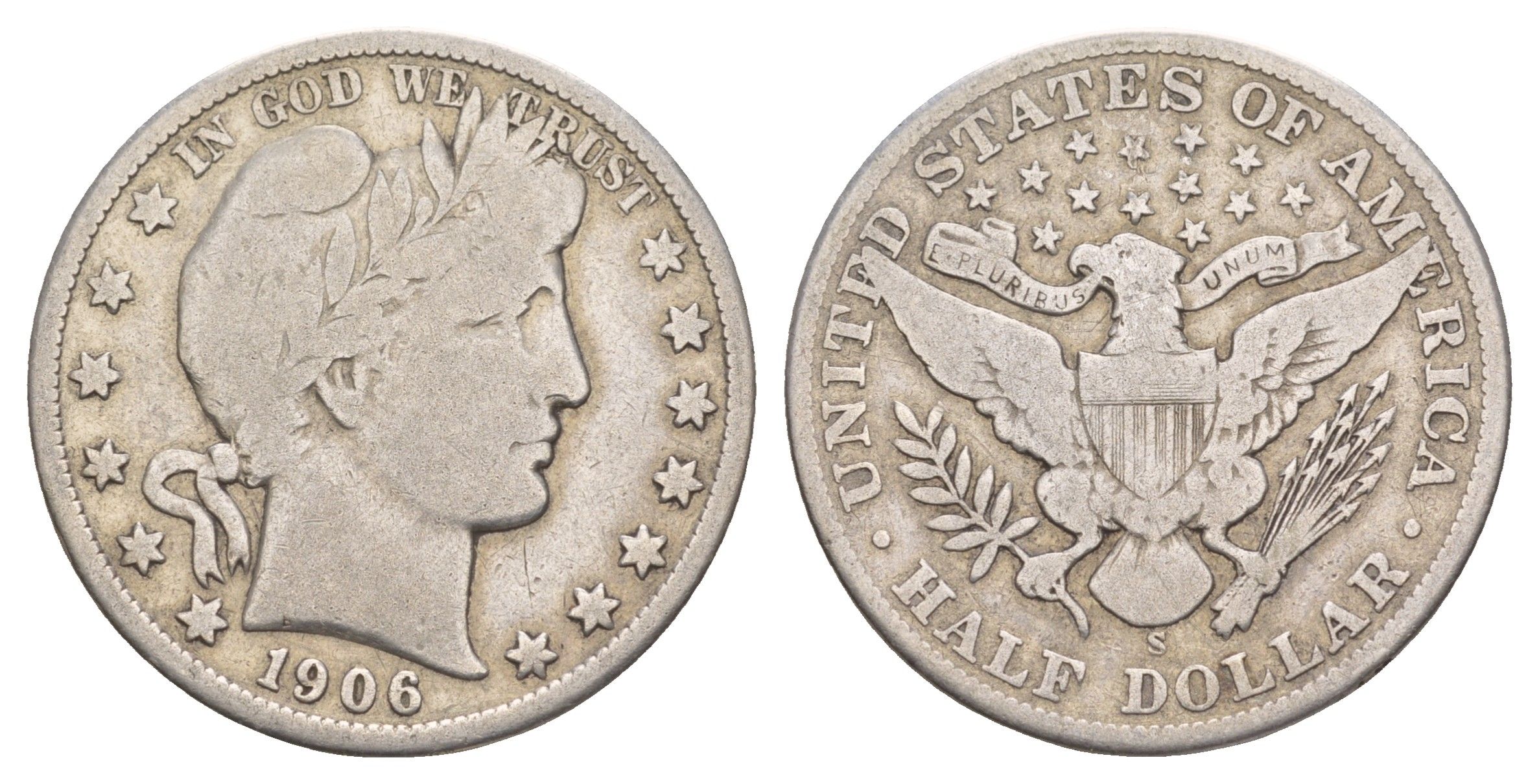 США 1/2 доллара (50 центов) 1906 S, 50 центов Барбера KM 116 серебро    5010-1643