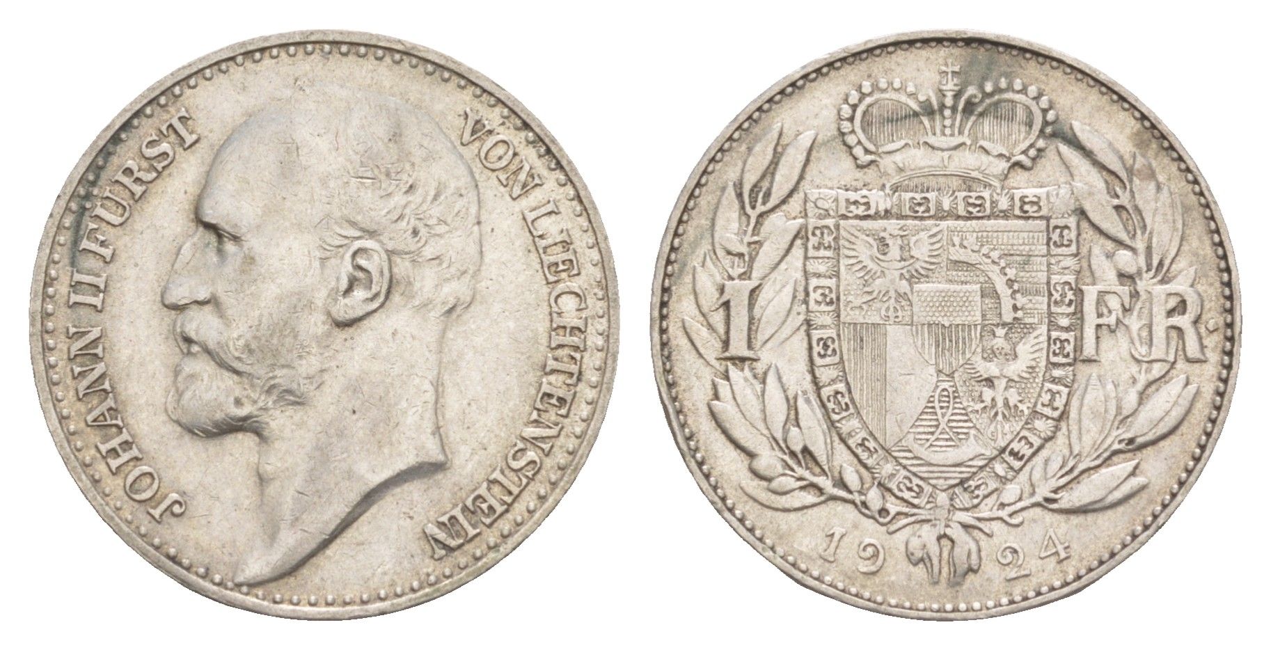 Лихтенштейн 1 франк 1924 Y 8 серебро 272-842